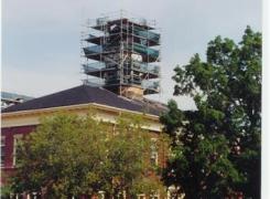 Scaffolding in place for Cupola Restoration
